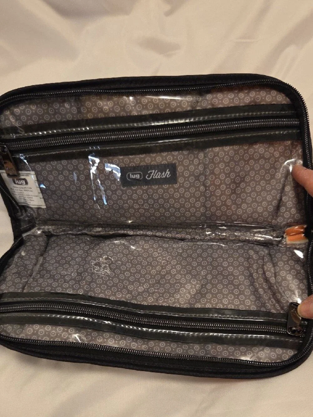 Lug Flash Black & Orange Palm-Print Travel Toiletry Bag